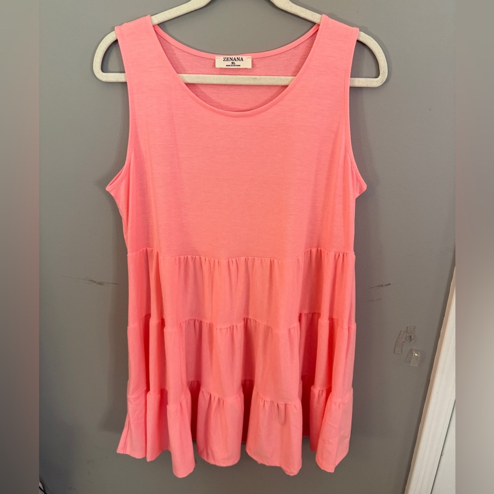Zenana Outfitters Coral Sleeveless Tiered Tunic